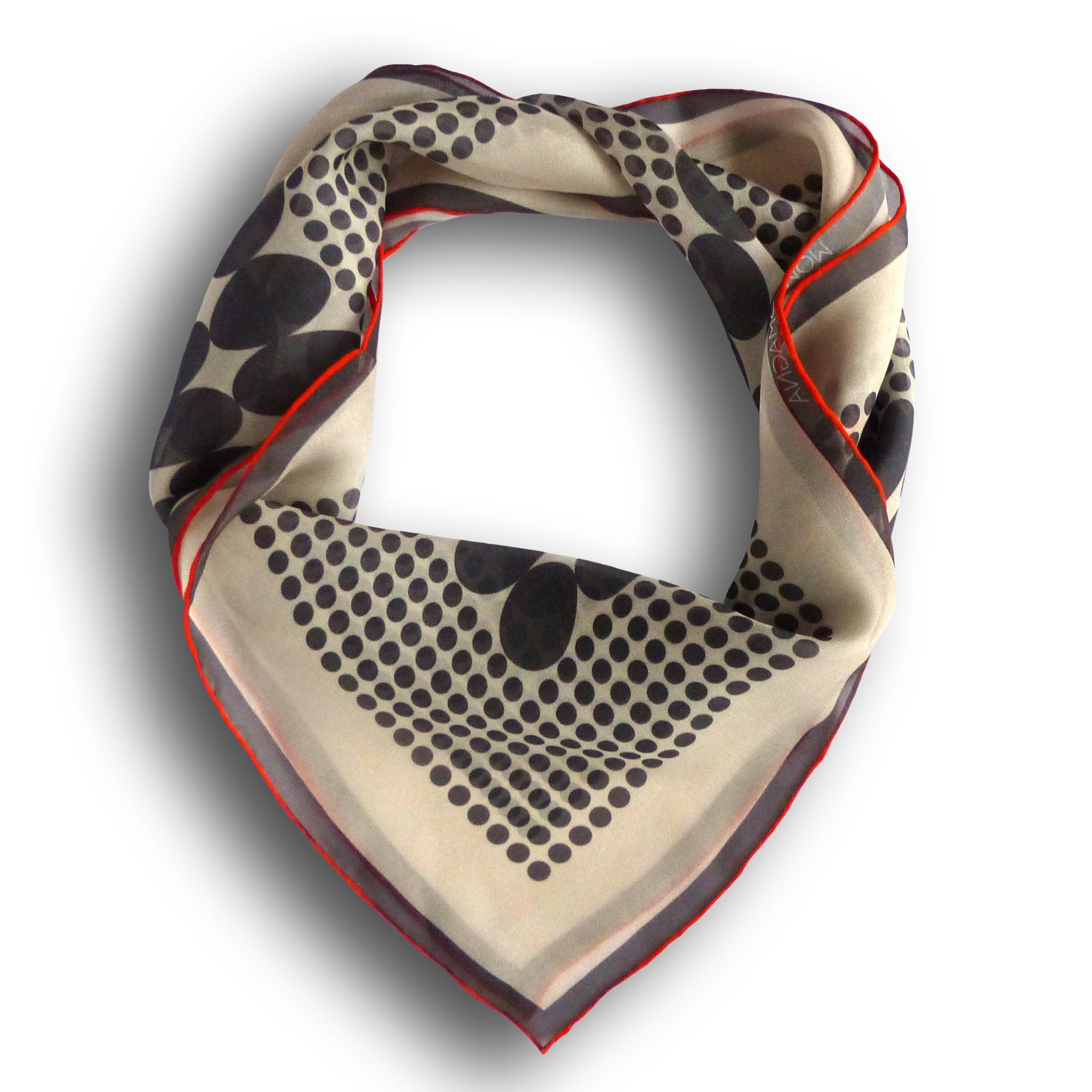 Pure silk chiffon scarf with slogan and optical print pattern 