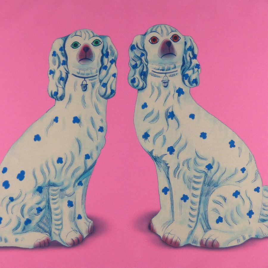Cotton Tea Towel - Pottery Dogs no.30