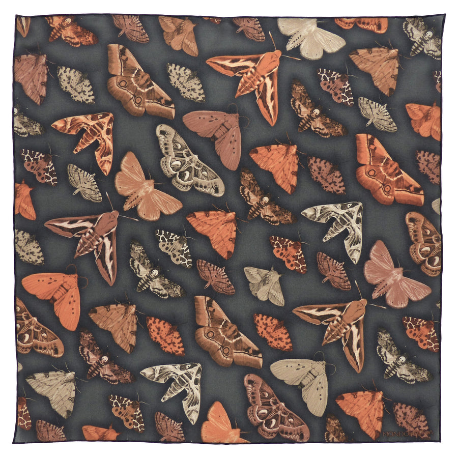 Silk Pocket Square - Moth Grey/Brown