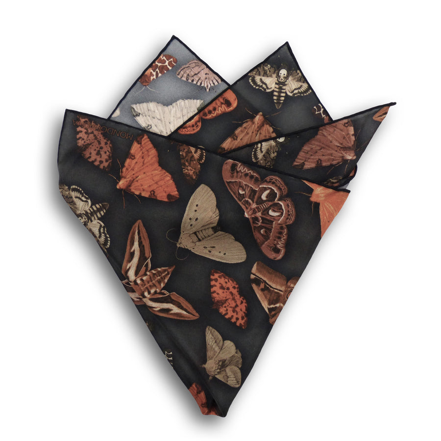 Silk Pocket Square - Moth Grey/Brown