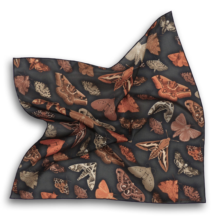 Silk Pocket Square - Moth Grey/Brown