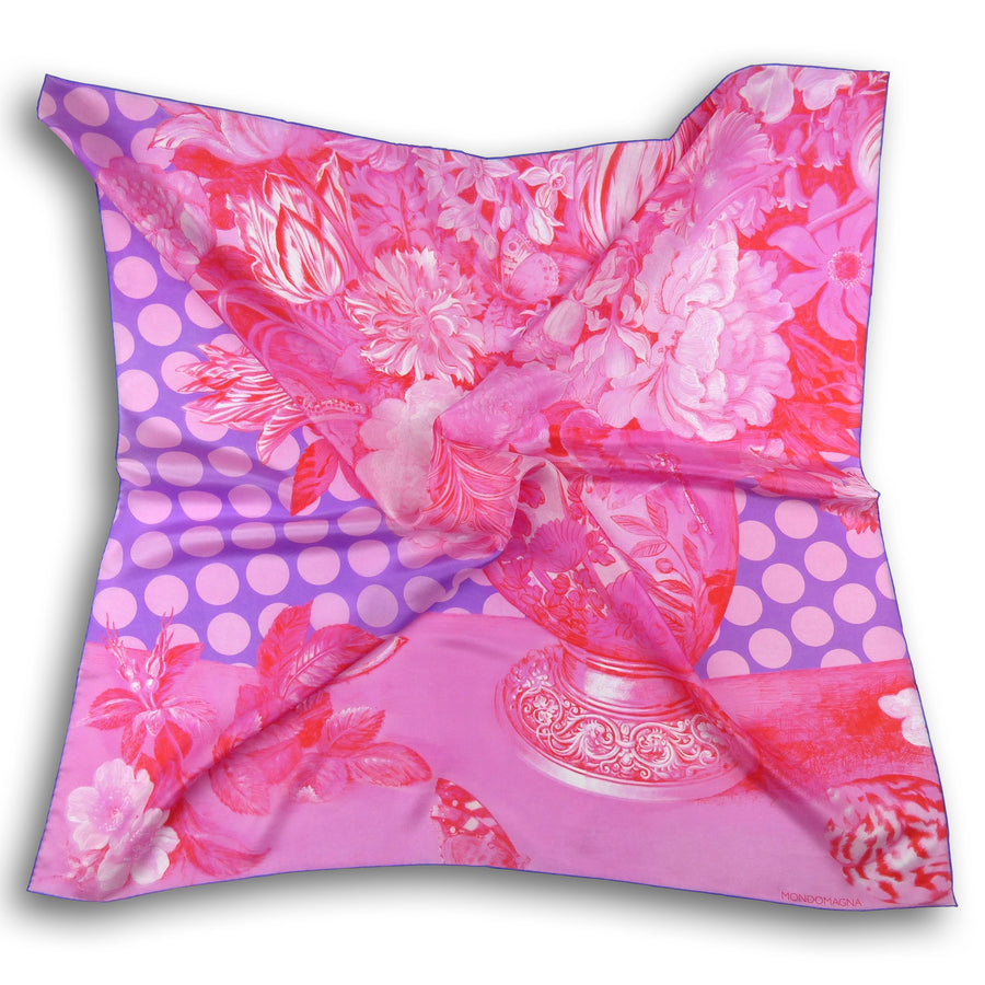 Square Silk Scarf (90cm) - Vase Pink/Red/Violet