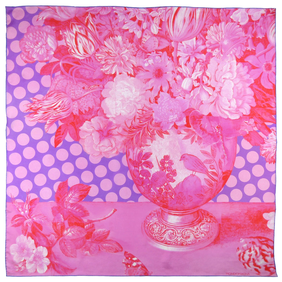 Square Silk Scarf (90cm) - Vase Pink/Red/Violet