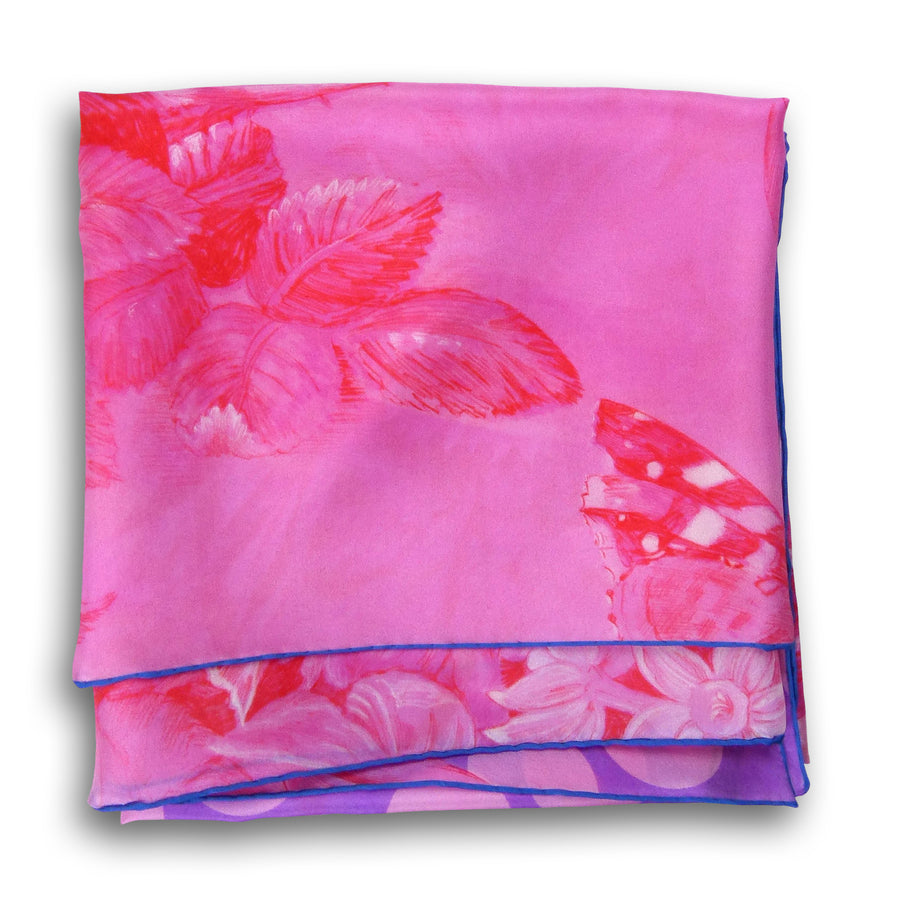 Square Silk Scarf (90cm) - Vase Pink/Red/Violet