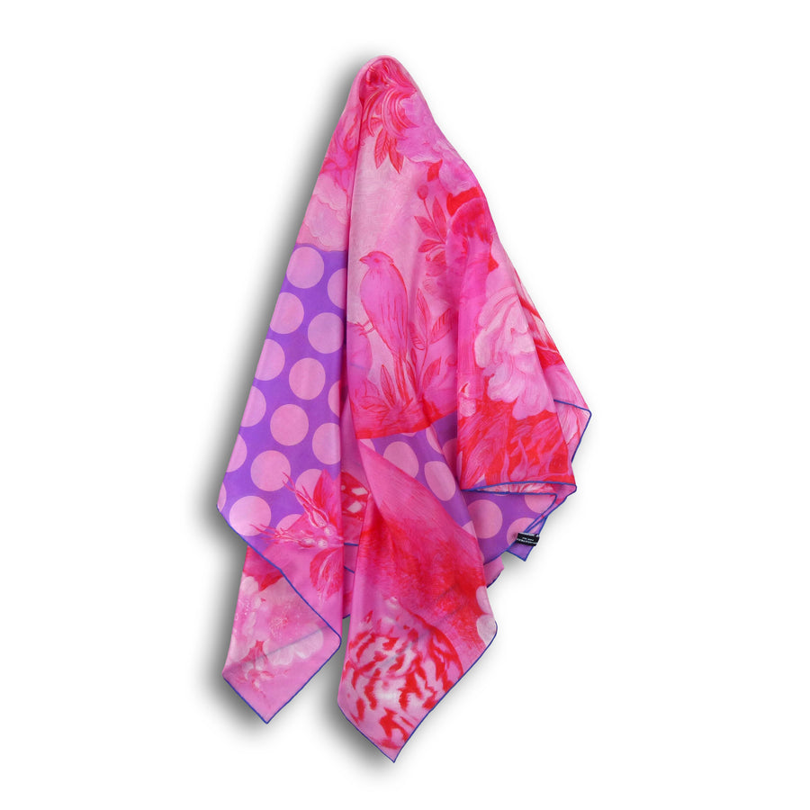 Square Silk Scarf (90cm) - Vase Pink/Red/Violet