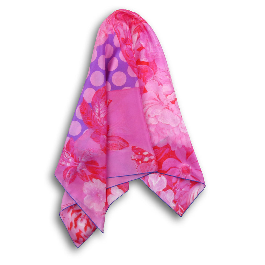 Square Silk Scarf (90cm) - Vase Pink/Red/Violet