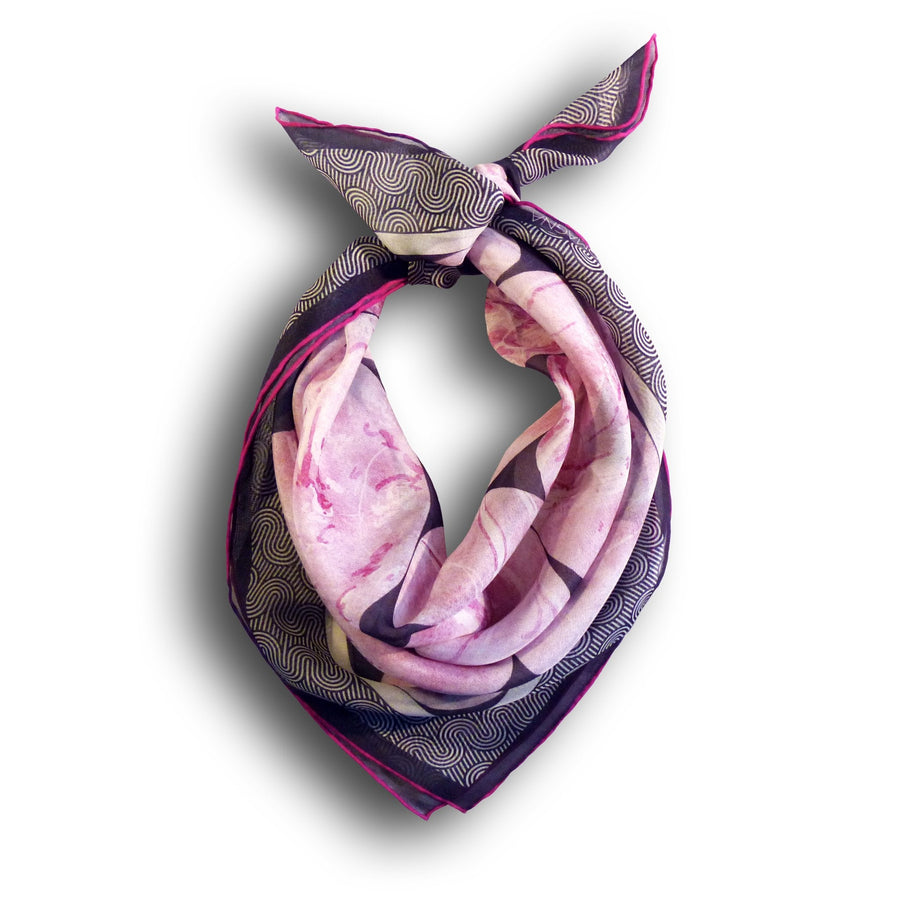 Silk Chiffon Scarf - Pebble Pink/Grey