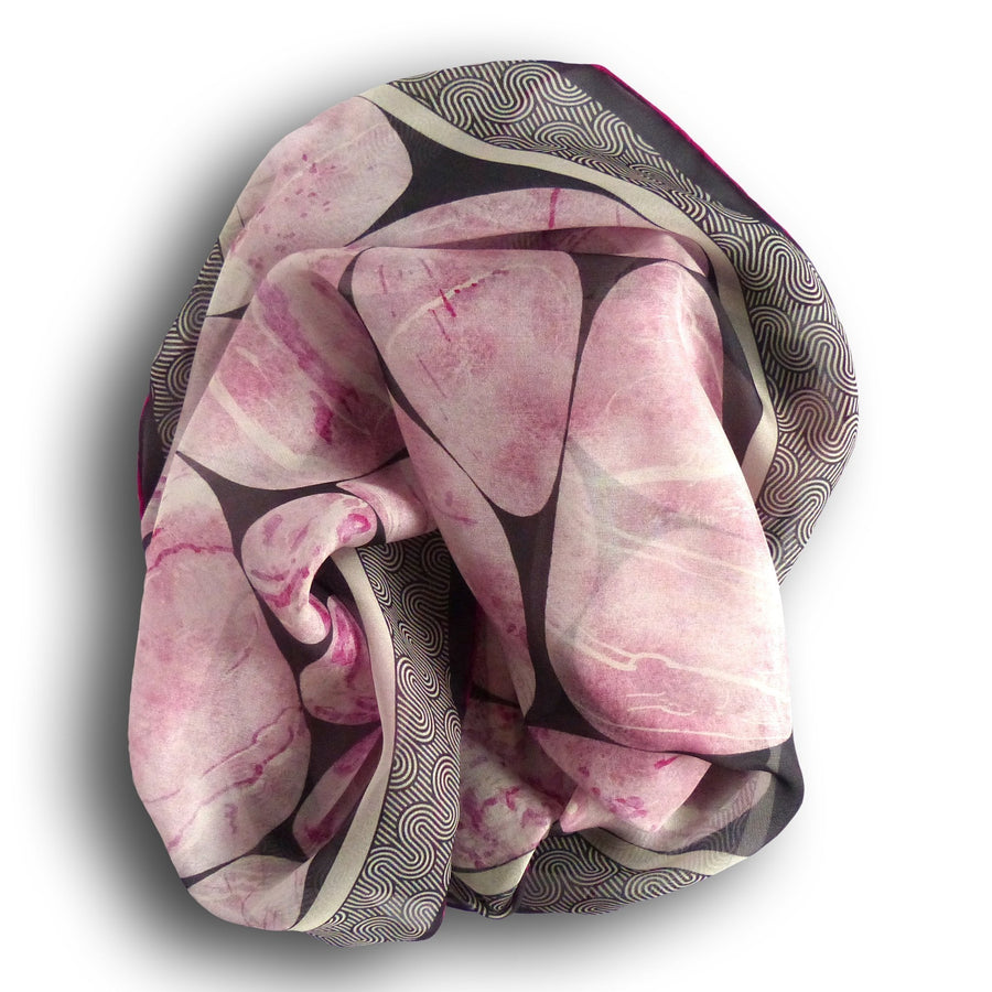 Silk Chiffon Scarf - Pebble Pink/Grey