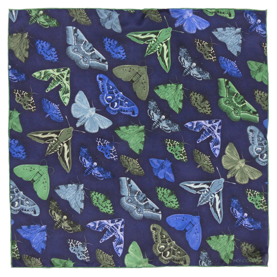 Silk Pocket Square - Moth Green/Blue