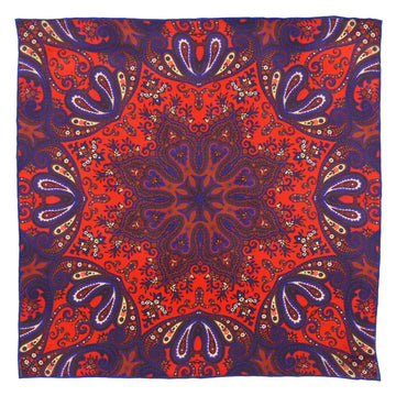 Silk Pocket Square - Parsley Red/Purple/Brown
