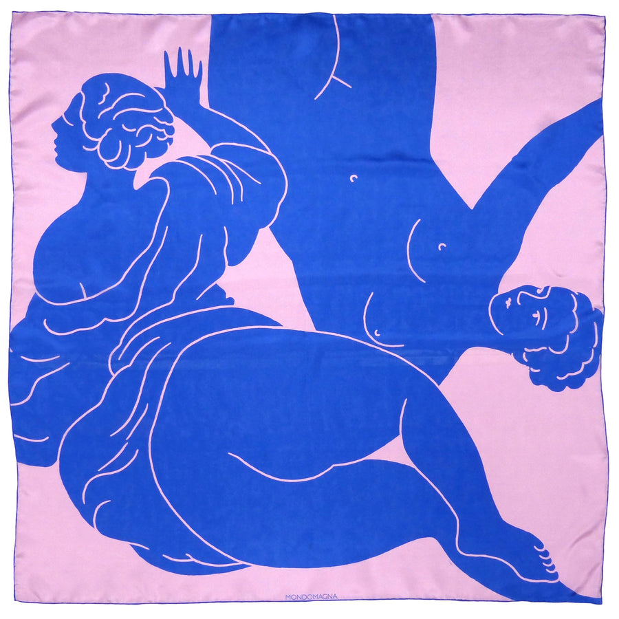 Square Silk Scarf - Ladies Pink/Blue