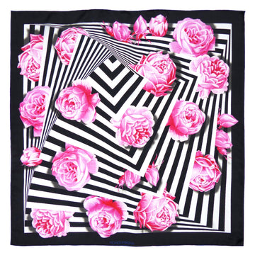 Square Silk Scarf - Rose Black/White/Pink