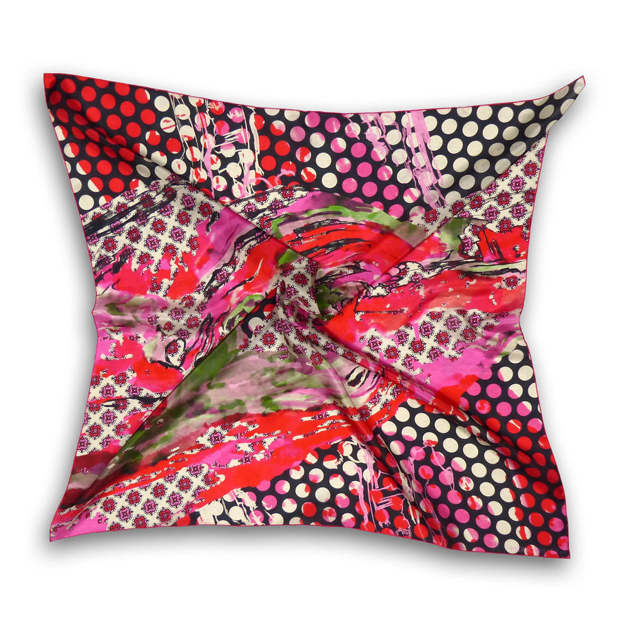 Square Silk Scarf - Stourhead Red/Pink