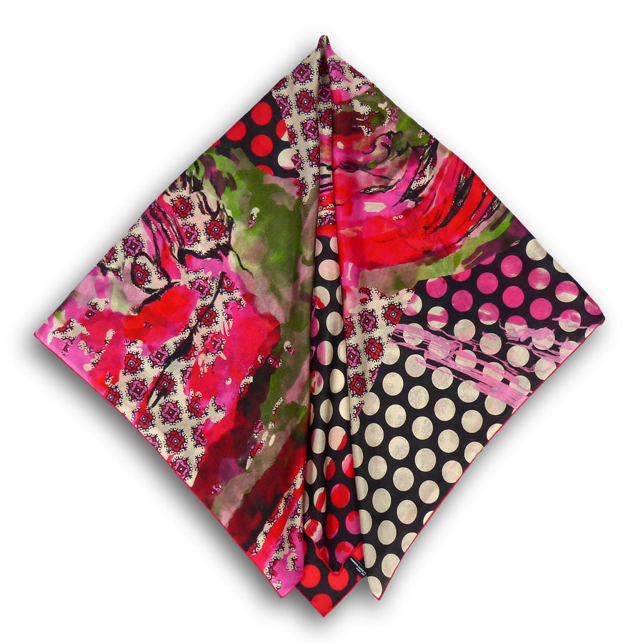 Square Silk Scarf - Stourhead Red/Pink