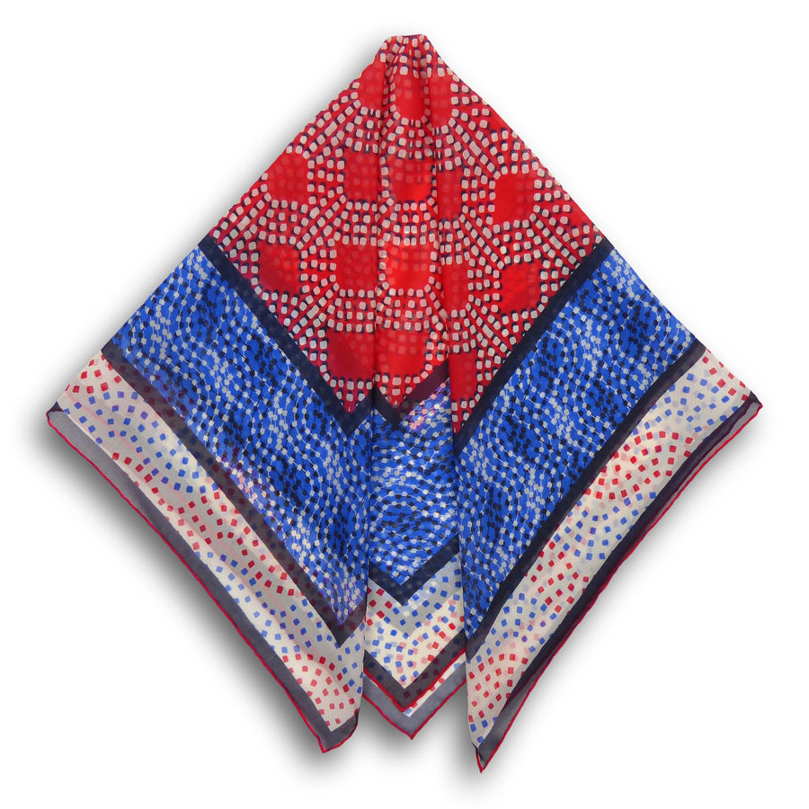 Silk Chiffon Scarf (65cm) - Fitzpaine Red/White/Blue