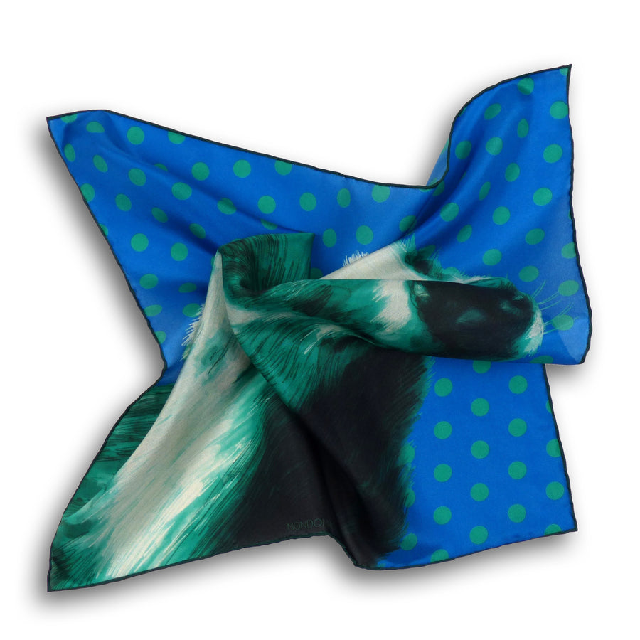 Silk Pocket Square - Badger Green/Blue