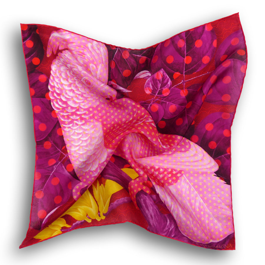 Silk Pocket Square - Cockatoo Pink/Red