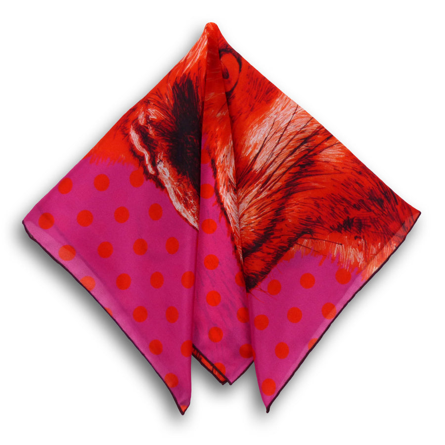 Silk Pocket Square - Fox Orange/Pink