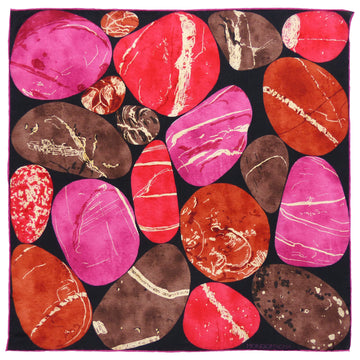 Silk Pocket Square - Pebble Pink/Red/Brown