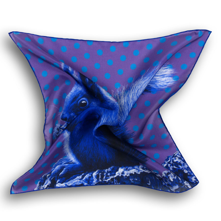 Silk Pocket Square - Squirrel Blue/Purple