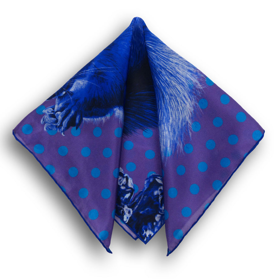 Silk Pocket Square - Squirrel Blue/Purple