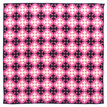 Silk Pocket Square - Tim Black/White/Pink