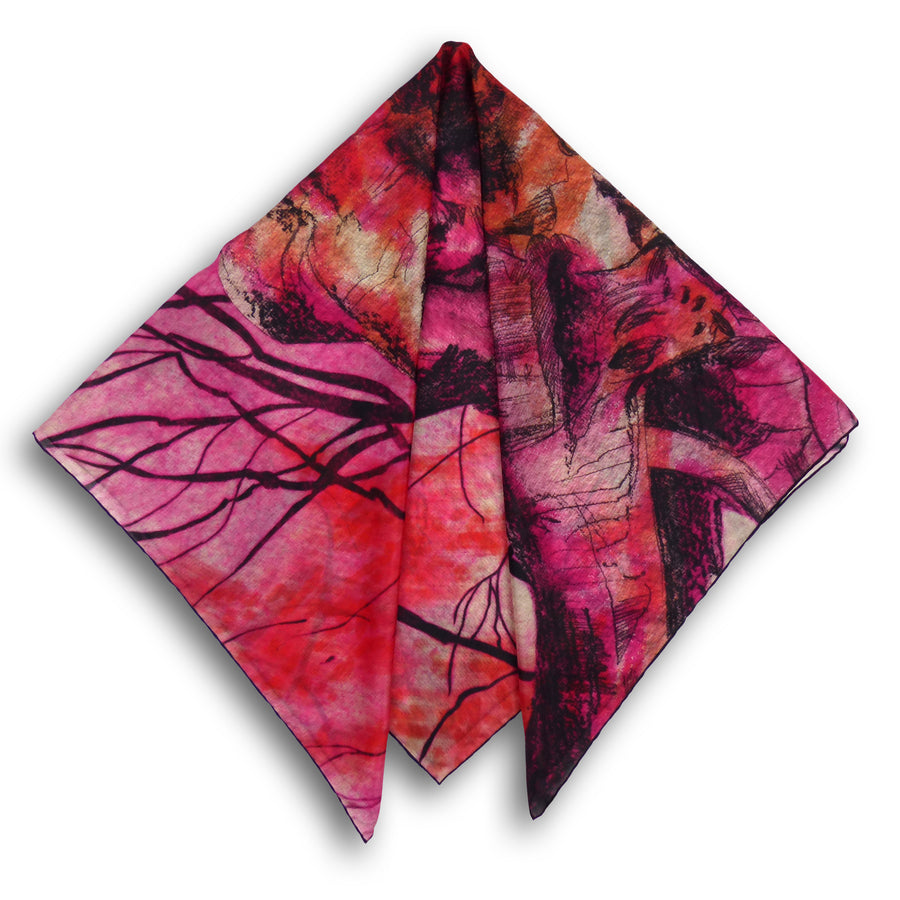 Square Silk Scarf (90cm) - Beech Pink/Black/White