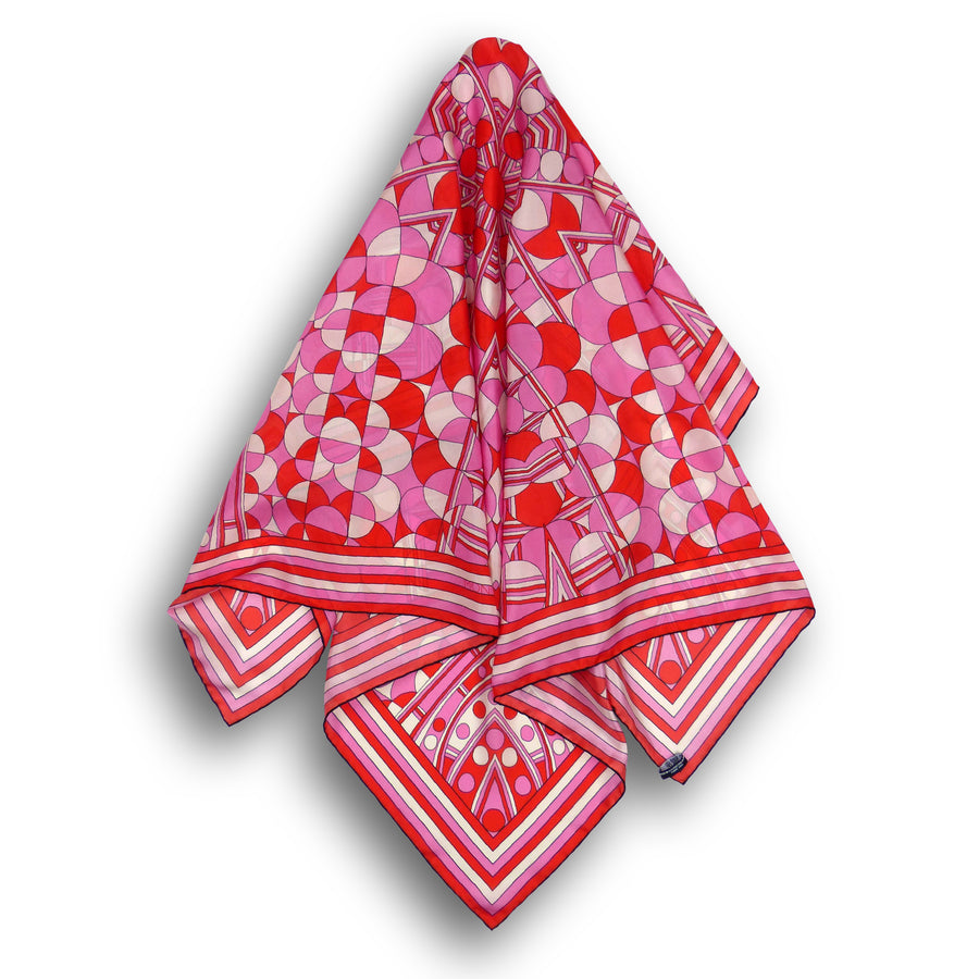 Square Silk Scarf (90cm) - Betty Red/Pink/White
