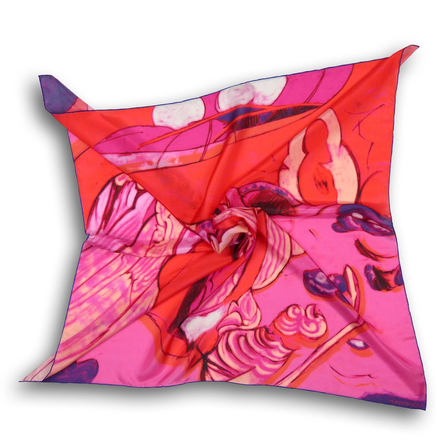 Square Silk Scarf (90cm) - Kingsbury Pink/Red/Navy