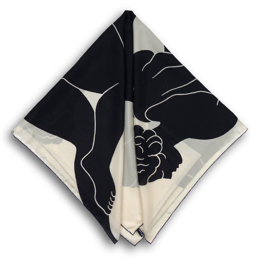 Square Silk Scarf (90cm) - Ladies Black/White