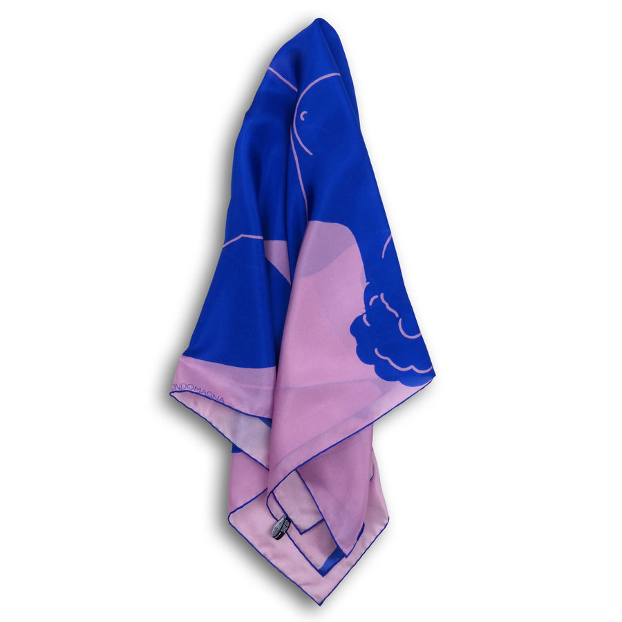 Square Silk Scarf (90cm) - Ladies Pink/Blue