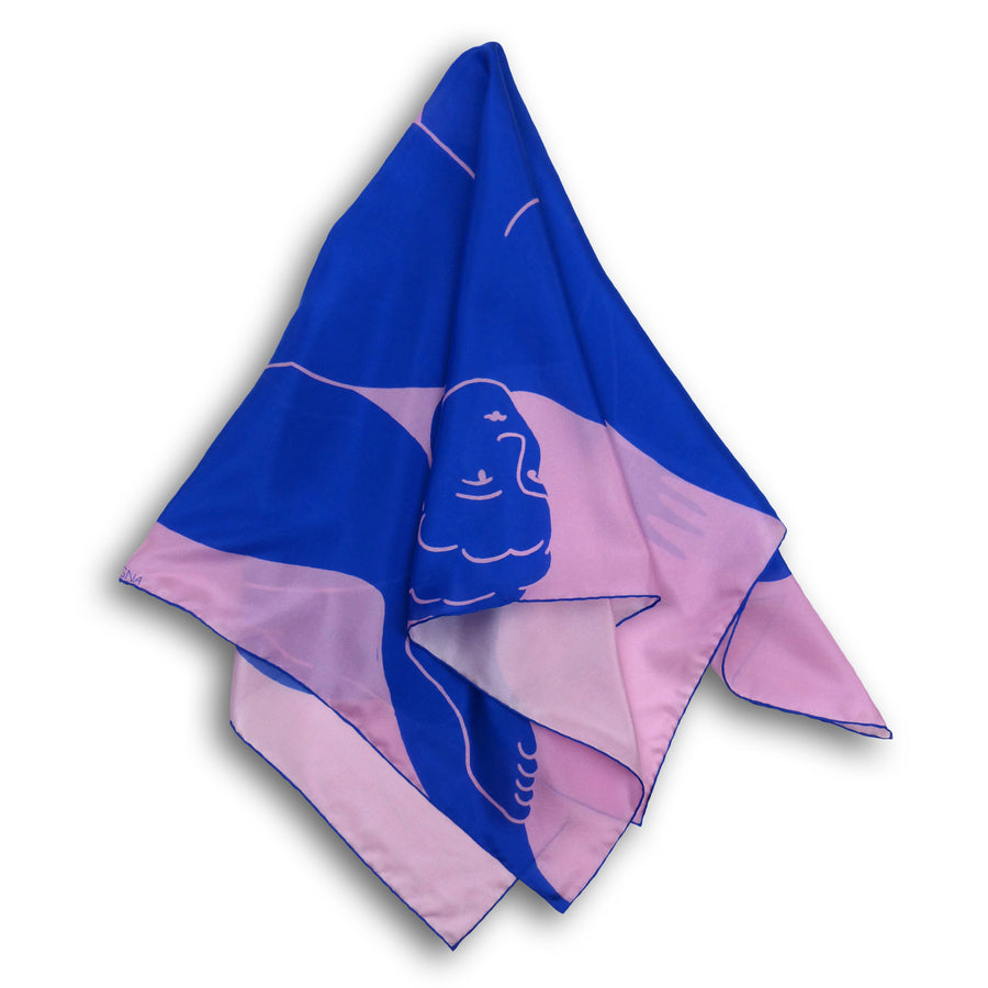 Square Silk Scarf (90cm) - Ladies Pink/Blue