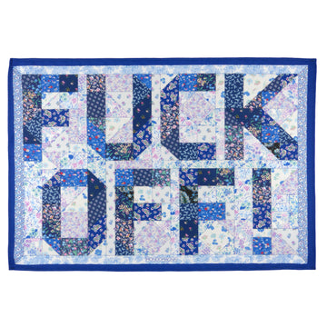 Cotton Tea Towel - Fuck Off Patchwork Blue